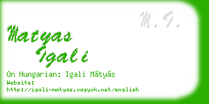 matyas igali business card